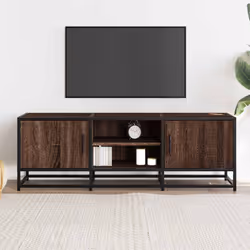 vidaXL TV Cabinet TV Stand Media TV Unit Brown Oak Engineered Wood and Metal - Additional view 2