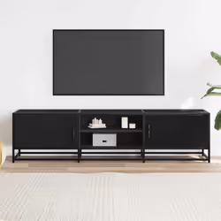 vidaXL TV Cabinet TV Stand Media Unit TV Unit Black Engineered Wood and Metal
