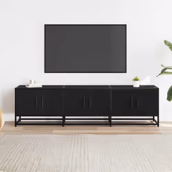 vidaXL TV Cabinet TV Stand Media Unit TV Unit Black Engineered Wood and Metal