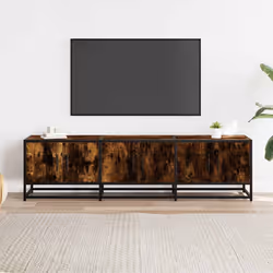 vidaXL TV Cabinet TV Stand Media TV Unit Smoked Oak Engineered Wood and Metal - Additional view 2