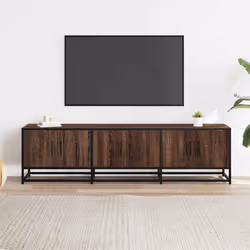 vidaXL TV Cabinet TV Stand Media TV Unit Brown Oak Engineered Wood and Metal - Additional view 2