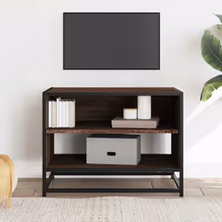vidaXL TV Cabinet TV Stand Media TV Unit Engineered Wood and Metal - brown oak, 61 x 40 x 46 cm - Additional view 2