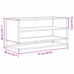 vidaXL TV Cabinet TV Stand Media TV Unit Engineered Wood and Metal - sonoma oak, 91 x 40 x 46 cm - Additional view 3