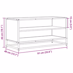 vidaXL TV Cabinet TV Stand Media TV Unit Engineered Wood and Metal - smoked oak, 91 x 40 x 46 cm - Additional view 8