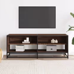 vidaXL TV Cabinet TV Stand Media TV Unit Engineered Wood and Metal - brown oak, 120.5 x 40 x 46 cm - Additional view 2