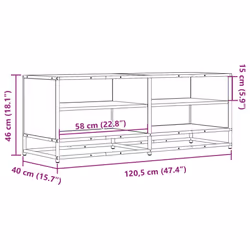 vidaXL TV Cabinet TV Stand Media TV Unit Engineered Wood and Metal - brown oak, 120.5 x 40 x 46 cm - Additional view 8
