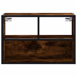 vidaXL TV Cabinet TV Stand Media TV Unit Smoked Oak Engineered Wood and Metal - Additional view 3