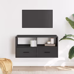 vidaXL TV Cabinet TV Stand Media Cabinet TV Unit Engineered Wood and Metal - black, 80 x 31 x 39.5 cm - Additional view 2
