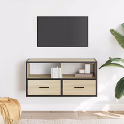 vidaXL TV Cabinet TV Stand Media Cabinet TV Unit Engineered Wood and Metal - sonoma oak, 80 x 31 x 39.5 cm - Additional view 2