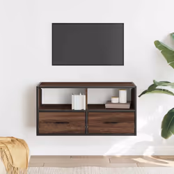 vidaXL TV Cabinet TV Stand Media Cabinet TV Unit Engineered Wood and Metal - brown oak, 80 x 31 x 39.5 cm - Additional view 2