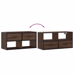 vidaXL TV Cabinet TV Stand Media Cabinet TV Unit Engineered Wood and Metal - brown oak, 80 x 31 x 39.5 cm - Additional view 6
