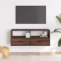 vidaXL TV Cabinet TV Stand Media Cabinet TV Unit Engineered Wood and Metal - brown oak, 100 x 31 x 39.5 cm - Additional view 2
