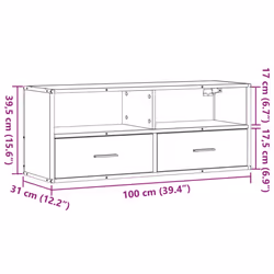 vidaXL TV Cabinet TV Stand Media Cabinet TV Unit Engineered Wood and Metal - brown oak, 100 x 31 x 39.5 cm - Additional view 3