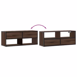 vidaXL TV Cabinet TV Stand Media Cabinet TV Unit Engineered Wood and Metal - brown oak, 100 x 31 x 39.5 cm - Additional view 6