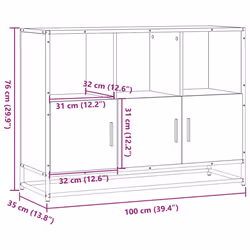 vidaXL Sideboard Smoked Oak 100x35x76 cm Engineered Wood storage cabinet - sonoma oak - Additional view 3