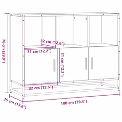vidaXL Sideboard Smoked Oak 100x35x76 cm Engineered Wood storage cabinet - grey sonoma