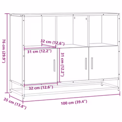 vidaXL Sideboard Smoked Oak 100x35x76 cm Engineered Wood storage cabinet - brown oak - Additional view 3