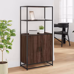 vidaXL Highboard Brown Oak 68x35x139 cm Engineered Wood and Metal side cabinet - Additional view 2