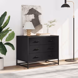 vidaXL Drawer Cabinet Brown Oak 70x41x56 cm Engineered Wood drawer chest - black