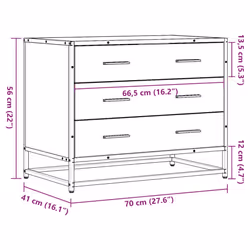 vidaXL Drawer Cabinet Brown Oak 70x41x56 cm Engineered Wood drawer chest - smoked oak - Additional view 9
