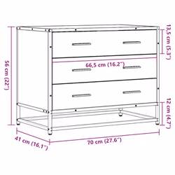 vidaXL Drawer Cabinet Brown Oak 70x41x56 cm Engineered Wood drawer chest - grey sonoma - Additional view 9