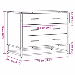 vidaXL Drawer Cabinet Brown Oak 70x41x56 cm Engineered Wood drawer chest - brown oak - Additional view 9