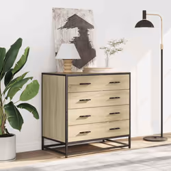 vidaXL Drawer Cabinet Storage Filing Cabinet Chest Drawer Engineered Wood - sonoma oak