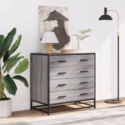 vidaXL Drawer Cabinet Storage Filing Cabinet Chest Drawer Engineered Wood - grey sonoma