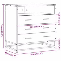 vidaXL Drawer Cabinet Smoked Oak 70x41x70 cm Engineered Wood drawer chest - grey sonoma