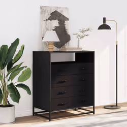 vidaXL Drawer Cabinet Sonoma Oak 70x41x70 cm Engineered Wood drawer chest - black