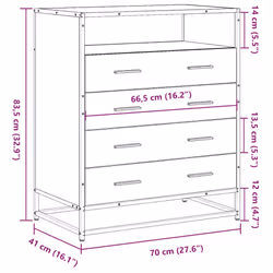 vidaXL Drawer Cabinet Sonoma Oak 70x41x70 cm Engineered Wood drawer chest - sonoma oak