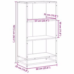 vidaXL Book Cabinet Brown Oak 60x35x107.5 cm Engineered Wood bookcase - sonoma oak, 60 cm - Additional view 3
