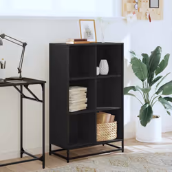 vidaXL Book Cabinet Black 65.5x33x107.5 cm Engineered Wood bookcase - Additional view 2