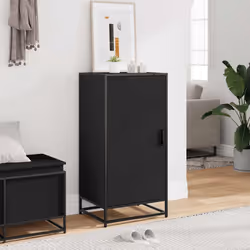 vidaXL Shoe Rack Black 48x38x97.5 cm Engineered Wood shoe storage shoe shelf - black