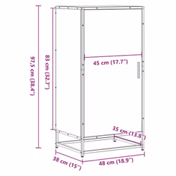 vidaXL Shoe Rack Black 48x38x97.5 cm Engineered Wood shoe storage shoe shelf - smoked oak - Additional view 10