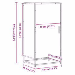 vidaXL Shoe Rack Black 48x38x97.5 cm Engineered Wood shoe storage shoe shelf - grey sonoma