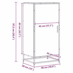 vidaXL Shoe Rack Black 48x38x97.5 cm Engineered Wood shoe storage shoe shelf - brown oak - Additional view 10