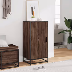 vidaXL Shoe Rack Black 48x38x97.5 cm Engineered Wood shoe storage shoe shelf - brown oak