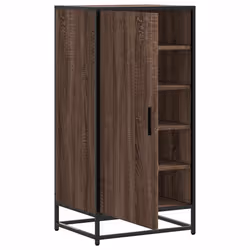 vidaXL Shoe Rack Black 48x38x97.5 cm Engineered Wood shoe storage shoe shelf - brown oak - Additional view 4