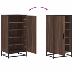 vidaXL Shoe Rack Black 48x38x97.5 cm Engineered Wood shoe storage shoe shelf - brown oak - Additional view 7