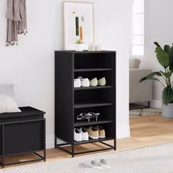 vidaXL Shoe Rack Sonoma Oak 48x38x97.5 cm Engineered Wood shoe storage - black, 6 pcs