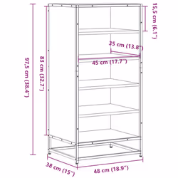 vidaXL Shoe Rack Sonoma Oak 48x38x97.5 cm Engineered Wood shoe storage - sonoma oak, 7 pcs - Additional view 8