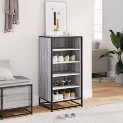vidaXL Shoe Rack Sonoma Oak 48x38x97.5 cm Engineered Wood shoe storage - grey sonoma, 9 pcs