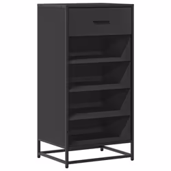 vidaXL Shoe Rack Smoked Oak 48x38x97.5 cm Engineered Wood shoe storage - black