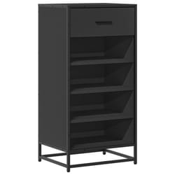 vidaXL Shoe Rack Smoked Oak 48x38x97.5 cm Engineered Wood shoe storage - black