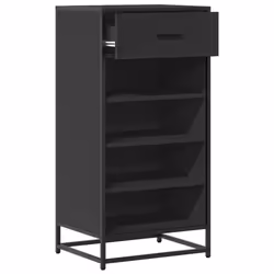 vidaXL Shoe Rack Smoked Oak 48x38x97.5 cm Engineered Wood shoe storage - black - Additional view 4
