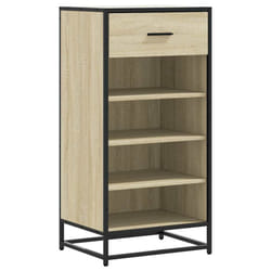 vidaXL Shoe Rack Smoked Oak 48x38x97.5 cm Engineered Wood shoe storage - sonoma oak