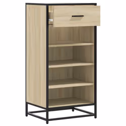 vidaXL Shoe Rack Smoked Oak 48x38x97.5 cm Engineered Wood shoe storage - sonoma oak - Additional view 4