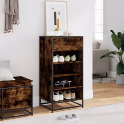vidaXL Shoe Rack Smoked Oak 48x38x97.5 cm Engineered Wood shoe storage - smoked oak