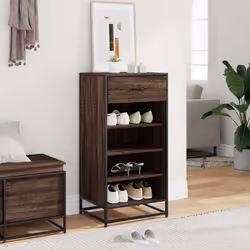 vidaXL Shoe Rack Smoked Oak 48x38x97.5 cm Engineered Wood shoe storage - brown oak - Additional view 2
